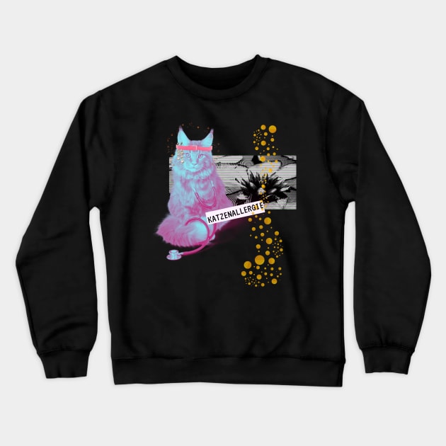 Katze Allergie Trip Vapor Techno Party Doktor Fun Crewneck Sweatshirt by Maggini Art